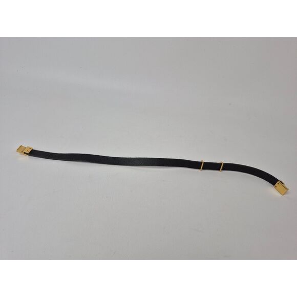 Saint Laurent Women's Black Gold Cassandre Opyum Double Wrap Leather Bracelet - Picture 4 of 5